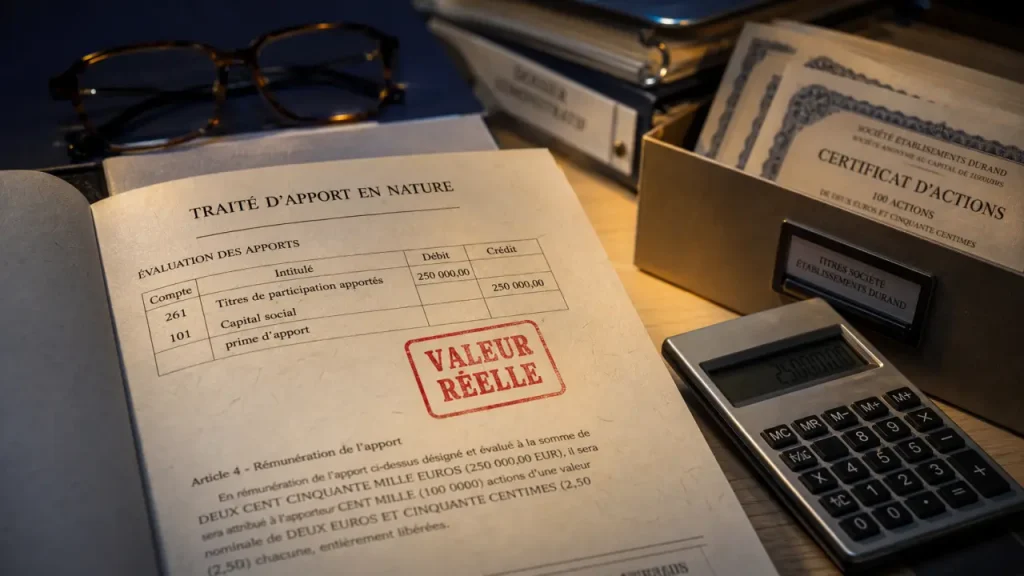 Comptabilisation d’un apport de titres à une holding : écritures, valorisation et prime d’apport