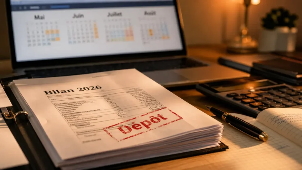 Date limite bilan comptable 2026 : 5 mai, 20 mai, 30 juin et dépôt au greffe