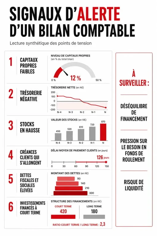 Analyse du bilan comptable : principaux signaux d’alerte et fragilités à repérer
