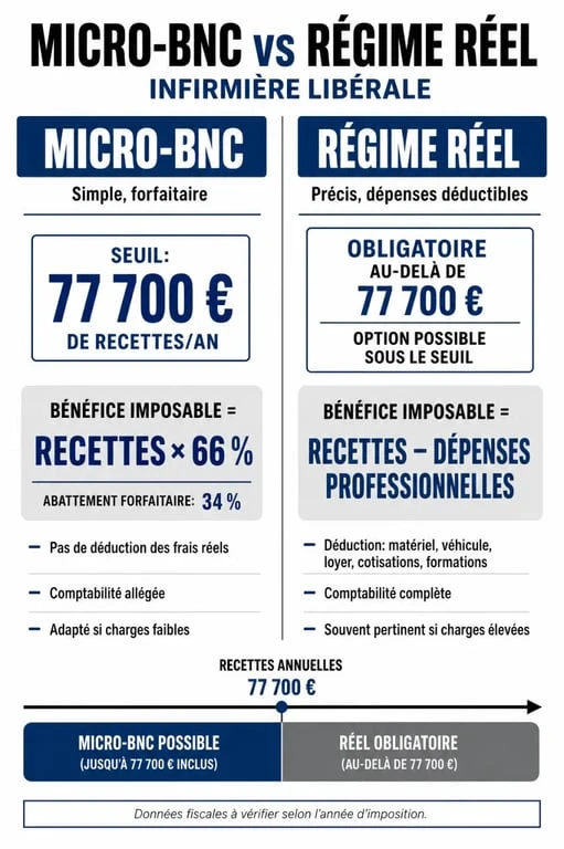Comparatif des régimes fiscaux pour la comptabilité infirmière libérale