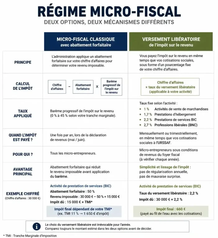 Comparatif des régimes fiscaux pour la déclaration d'impôt pour auto entrepreneur