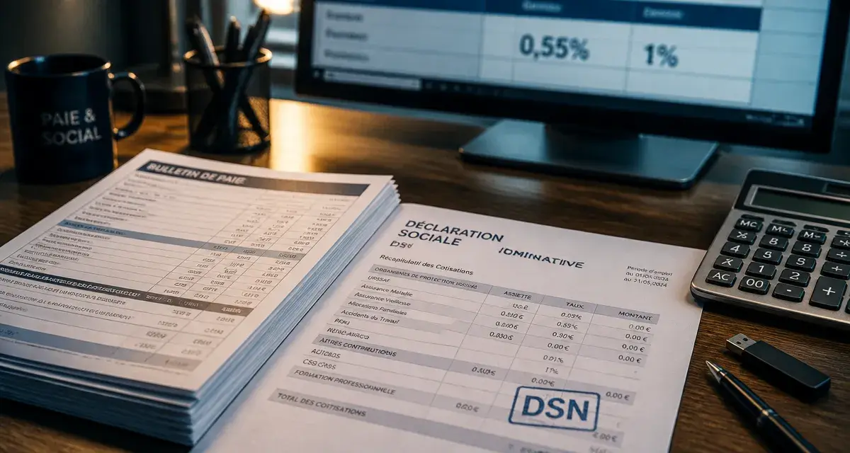 Contribution formation professionnelle : DSN employeur, taux et calcul sur fiches de paie