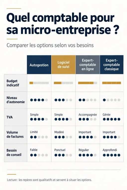 Comptable pour micro entreprise : comparaison visuelle des solutions d’accompagnement